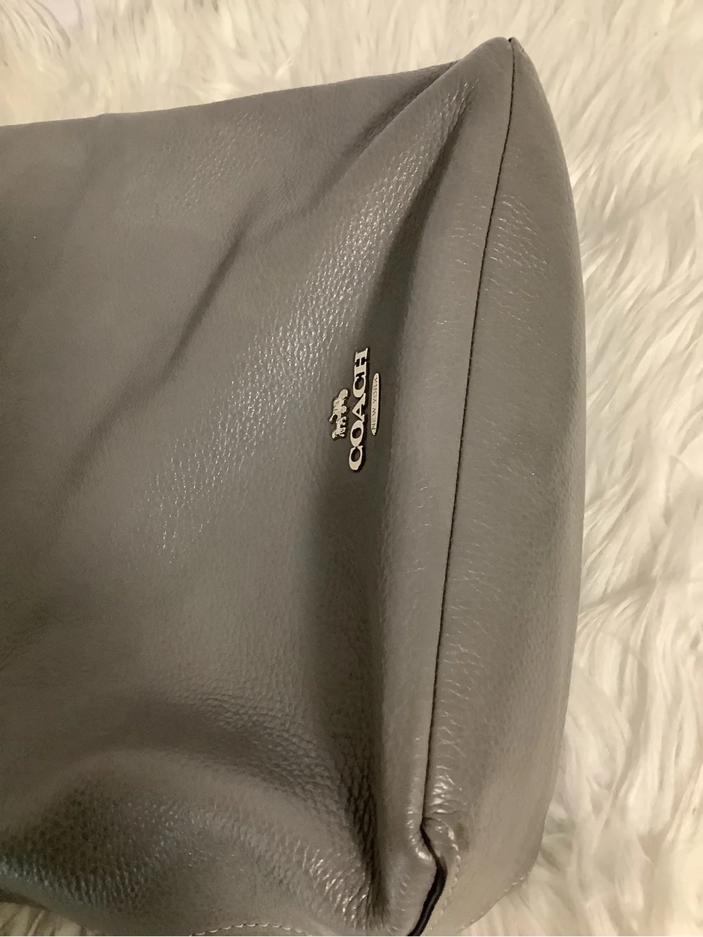 Coach Pebbled Leather Shoulder Bag in Gray